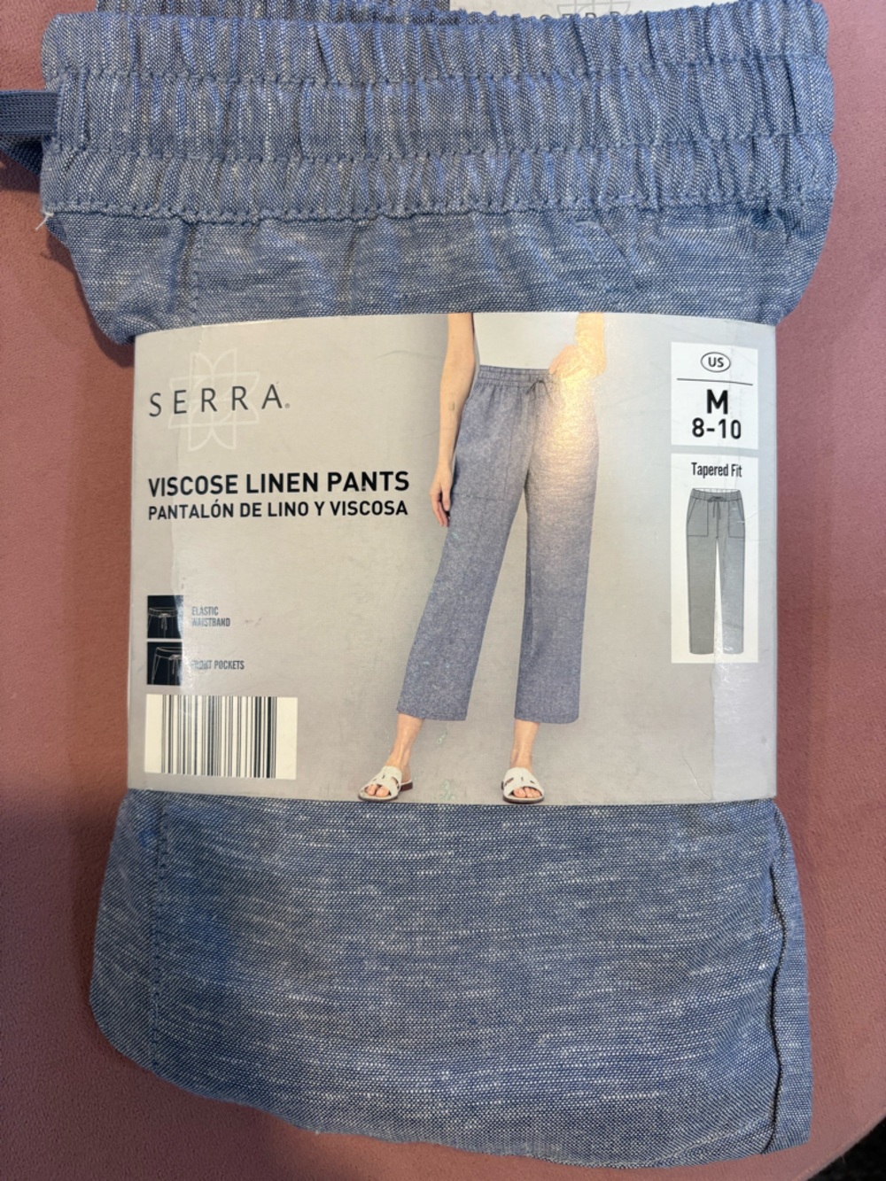 Serra Viscose Linen Cropped Pants in Heathered Blue
